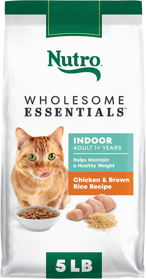 Nutro Wholesome Essentials Indoor Adult Dry Cat Food, Chicken & Rice, 5 Lb | Real Chicken #1 Ingredient, Natural Prebiotic Fiber for Digestion, Vitamin E & Selenium Antioxidants, Supports Whole Body1