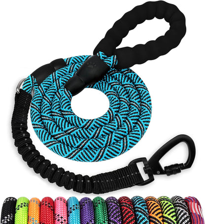 Long Dog Leash 15 FT: Heavy Duty Rope Leashes for Dogs Training with Swivel Lockable Hook Reflective Threads Bungee and Padded Handle - Dog Lead for Large Small Medium Dogs outside Walking Hiking30