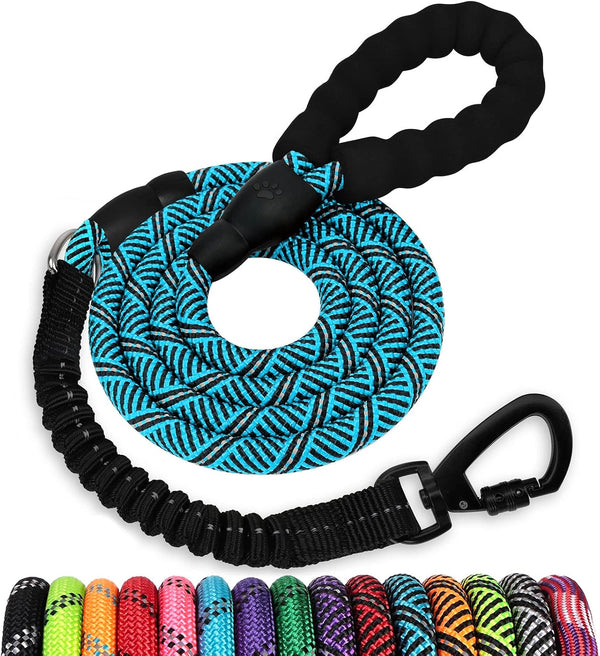 Long Dog Leash 15 FT: Heavy Duty Rope Leashes for Dogs Training with Swivel Lockable Hook Reflective Threads Bungee and Padded Handle - Dog Lead for Large Small Medium Dogs outside Walking Hiking30