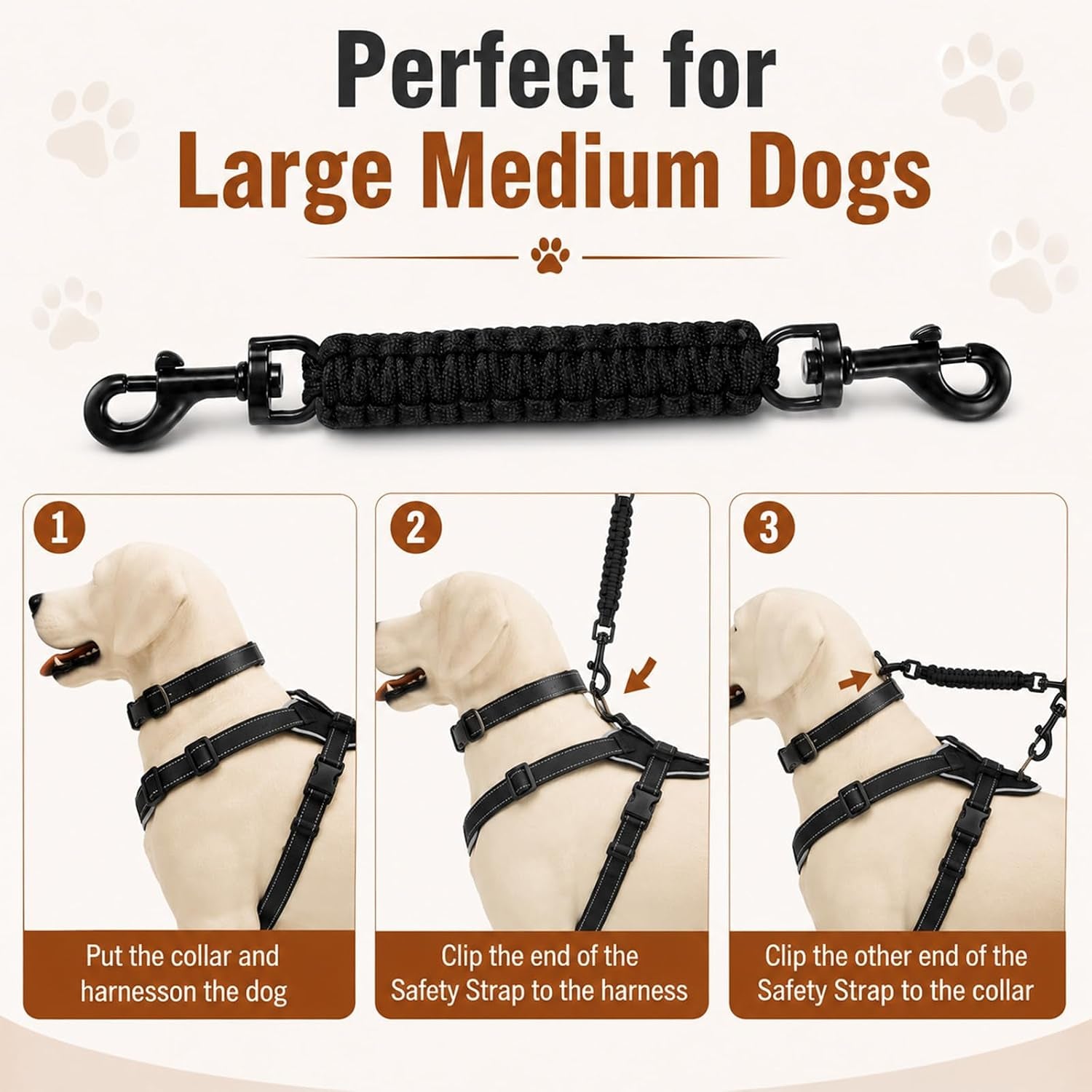 amabro-handmade-dog-collar-safety-clip-heavy-duty-double-ended-8-66-black-handmade-gentle-leader-backup-safety-clip-strap-durable-leash-connector-accessory-compatible-dog-prong-collars-pet-harnesses