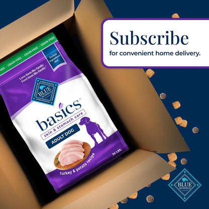 Blue Buffalo Basics Grain-Free Adult Dry Dog Food, Skin & Stomach Care, Limited Ingredient Diet for Dogs, Turkey Recipe, 24-Lb. Bag12