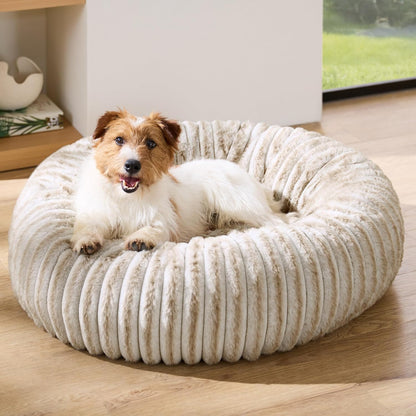Bedsure Comfyfleece™ Donut Large Dog Bed - Washable Faux Fur with Corduroy Fleece & anti Slip Bottom, round Pet Bed with Removable Cover, Camel Brown, 36X36X8 Inches | 36X36X8In,Calming round Pet Bed,Support Plush , with Removable Corduroy Fleece for Big Dog,Anti Slip Bottom,Camel Brown13