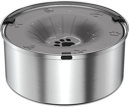 SCHITEC Dog Water Bowl No Spill 40Oz/1.2L Slow Drinking Anti-Splash Stainless Steel Dog Bowl with Floating Disk, Spill Proof Pet Travel Water Dispenser for Sloppy Messy Drinkers(Light Gray)8