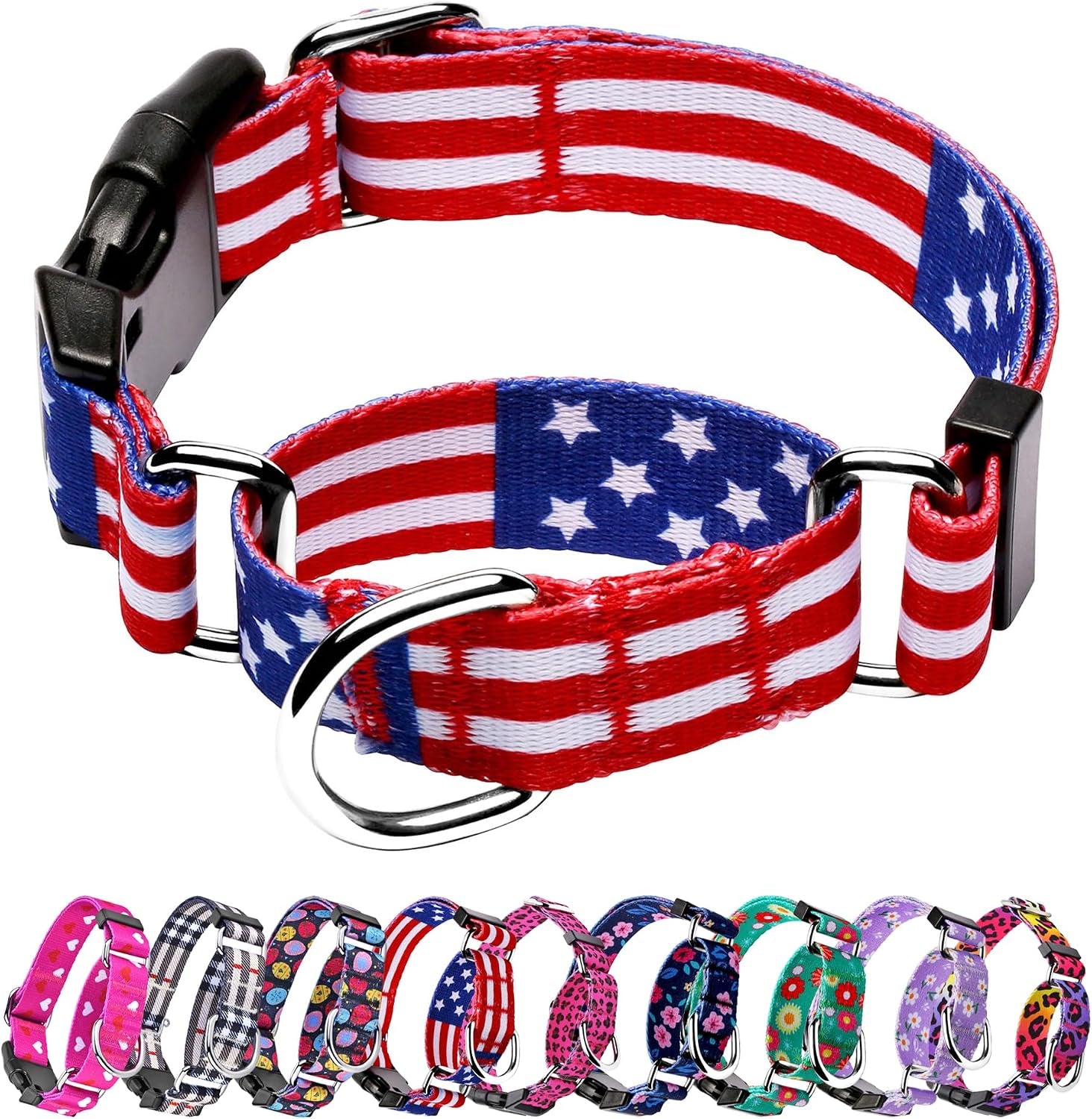 hikiko-martingale-collar-for-dogs-adjustable-soft-nylon-dog-collars-with-cute-patterns-for-small-medium-large-dog-pink-butterfly-medium
