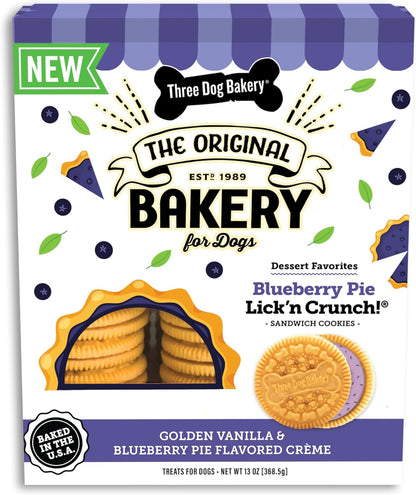 Three Dog Bakery Lick'N Crunch! Dog Treats - 13 Oz | Golden Vanilla & Peanut Butter Sandwich Cookies - Crunchy Treats with Peanut Butter Creme10