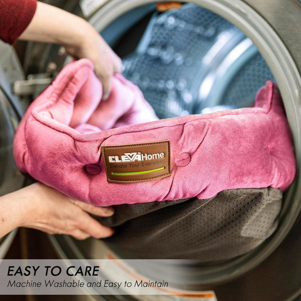 Clevahome Cat Dog Bed for Small Pets up to 15Lbs - round Cat Beds for Indoor Cats, Machine Washable Comfortable Pet Bed for Puppy and Kitten with Non-Slip Bottom (Plum Pink)6