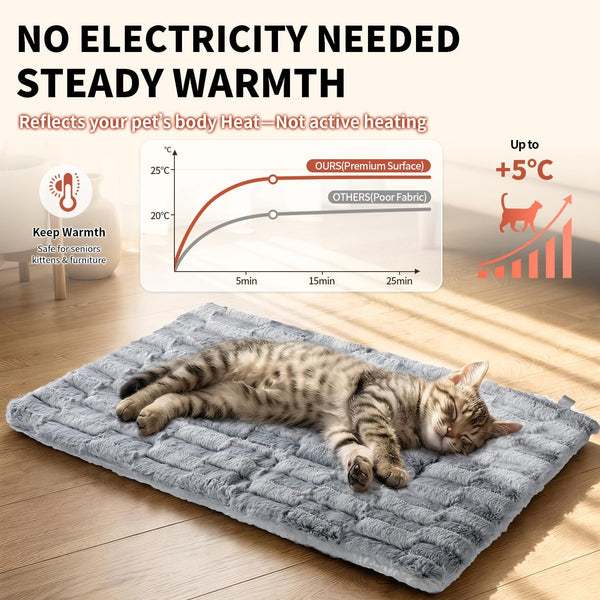 Cat Bed, Cat Beds for Indoor Cats - Reversible Self Warming Cat Bed Mat with Ridged Chenille Texture, Ultra Plush Double Sided Thermal Kitten Bed & Mat, 23.6" X 15.7", Machine Washable5