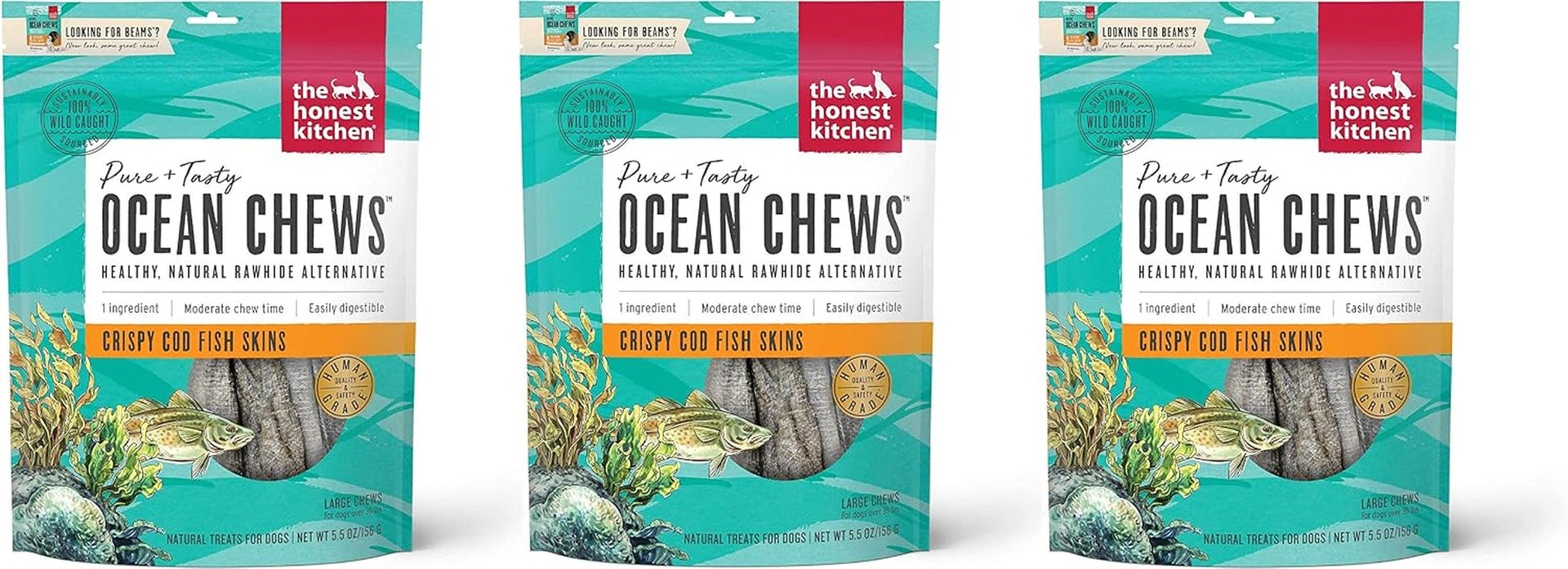 the-honest-kitchen-ocean-chews-crispy-cod-fish-skins-dog-treats-human-grade-single-ingredient-dehydrated-fish-dog-chews-for-large-dogs-high-protein-rawhide-alternative-for-skin-coat-5-5-oz
