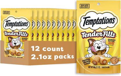Temptations Tender Fills Adult Cat Treats, Festive Feast Flavor, 11.6 Oz | 2X More Creamy Filling than Classic, Real Meat, No Artificial Flavors, Crunchy Shell with Soft Center, Resealable Pouch14