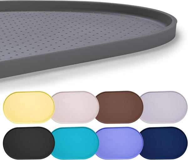 Hubulk 100% Waterproof Silicone Pet Feeding Mat with Raised Edge for Food and Water, Dog Bowl Mats, Cat Bowls Placemat with High Lip Protects Floor for Cats and Dogs (Gray, 19" L X 12" W)1