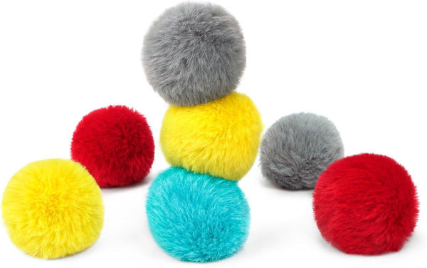 CHIWAVA 24PCS 1.8" Catnip Furry Cat Toys Ball Soft Pom Pom Balls Kitten Chasing Quiet Play Assorted Color9