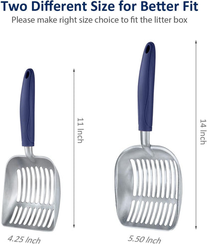 Wepet Cat Litter Scoop, Aluminum Alloy Sifter, Kitty Metal Scooper, Deep Shovel, Long Handle, Poop Sifting, Kitten Pooper Lifter, Durable, Heavy Duty, for Litter Box3