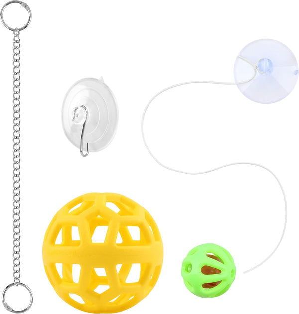Bearded Dragon Enrichment Toys Feeder Ball Set, Vegetable Feeder Ball & Bell Ball, Exercise Balls Interactive Feed Toys Bells Reptile Tank Accessories for Reptile Lizard Gecko (Yellow)9