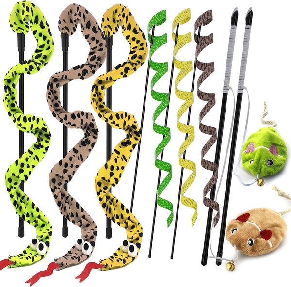 Interactive Cat Toy Wand with Catnip Mouse, Cat Teaser Wand Rainbow String for Bored Indoor Adult Cats and Kittens (2 Pack Mouse)7