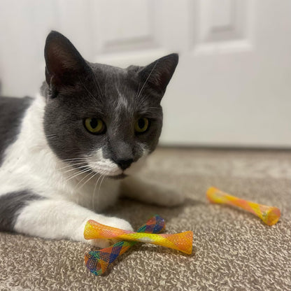 SPOT Kitty Fun Tubes Cat Toy with Catnip inside | Bouncy Interactive Mesh Toy for Cats and Kittens to Bite, Swat and Chase | 3 Pieces2