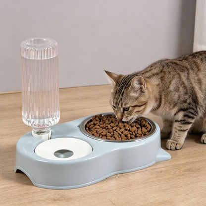 J&L VVMEET Cat Bowls Food and Water Bowl Set with Automatic Water Dispenser | Dog Bowls with Detachable Stainless Steel Bowl Gravity Pet Feeder and Waterer Set for Cats Kittens Small Dogs Puppy Rabbit4
