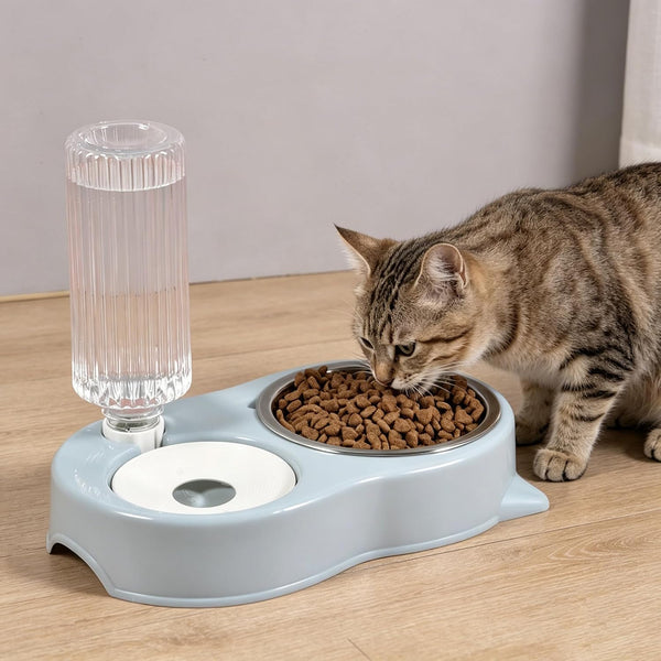 J&L VVMEET Cat Bowls Food and Water Bowl Set with Automatic Water Dispenser | Dog Bowls with Detachable Stainless Steel Bowl Gravity Pet Feeder and Waterer Set for Cats Kittens Small Dogs Puppy Rabbit4