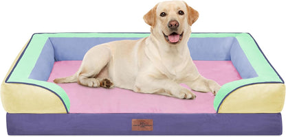 Comfort Expression Orthopedic Dog Bed for Extra Large Dogs with Bolster | Waterproof Dog Couch Bed with Washable Cover & Non-Slip Bottom, Supportive Egg Crate Foam XL Pet Bed, 42X30 Inch39
