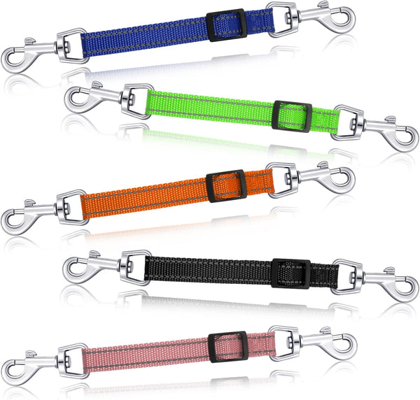 Saintrygo 5 Pcs Safety Dog Collar Clips Prong Collar Backup Clips Adjustable Reflective Nylon Harness Connector Metal Double Ended Backup Clasp for Harness Pet(Bright Color)1