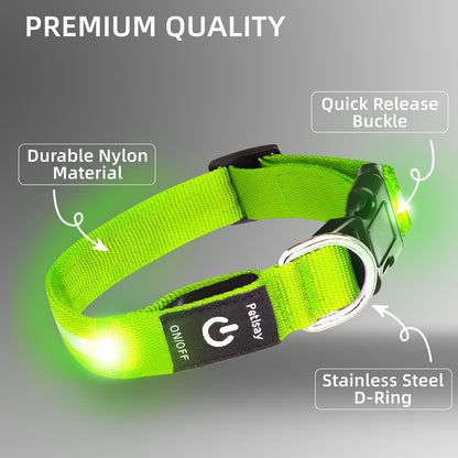 Super Bright LED Dog Collar, Waterproof Light up Collars(Green, Medium) | Lighted Dog Collar with Adjustable Fit, Soft Nylon Comfort, USB-C Rechargeable, Glow in the Dark Visibility for Night Walks7