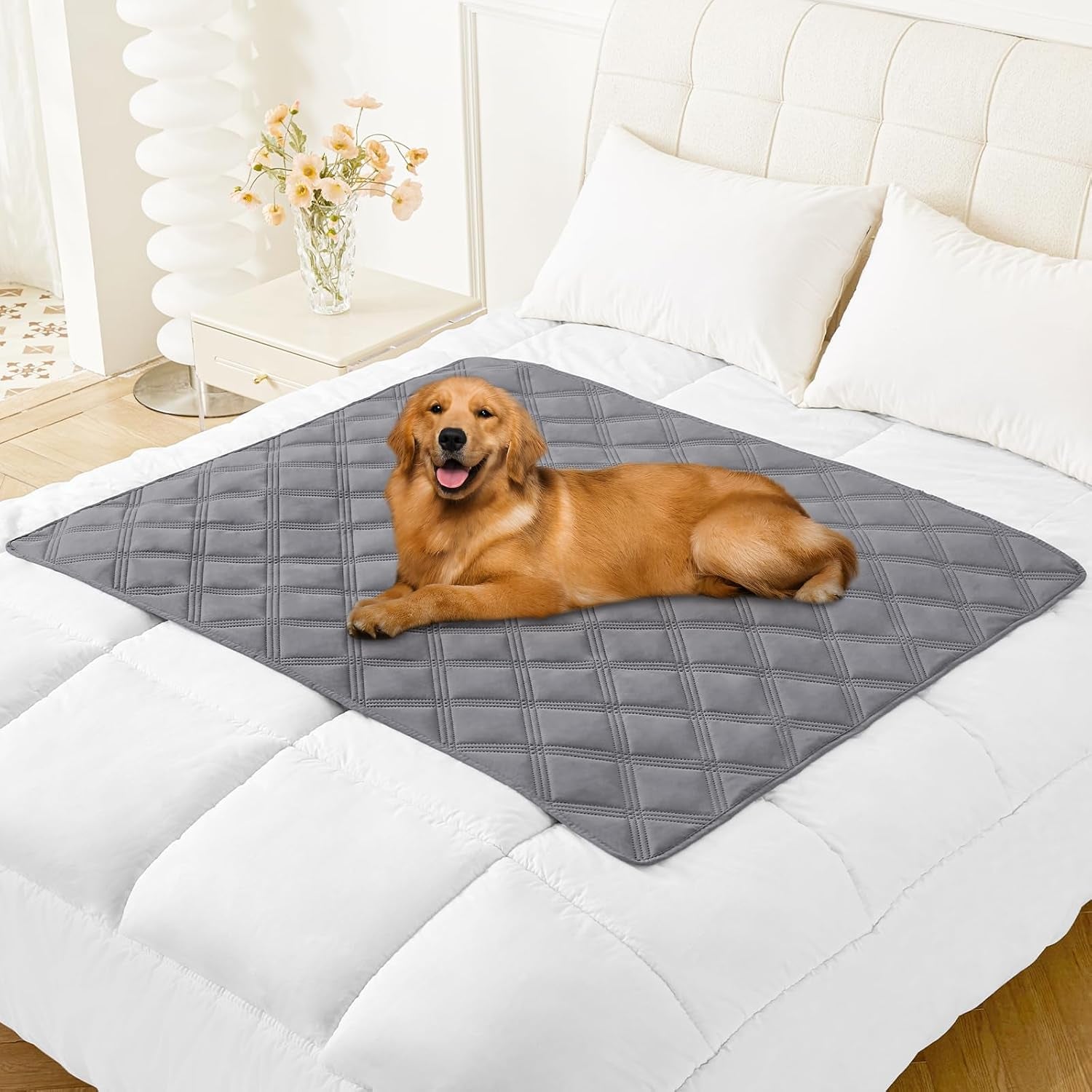 smiry-waterproof-dog-bed-cover-reversible-pet-blanket-for-sofa-couch-soft-washable-dog-blanket-leakproof-couch-cover-for-dogs-cats-furniture-protection-52x82-grey-dark-grey