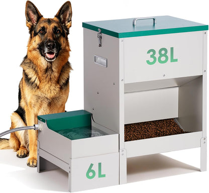 Metal Automatic Dog Feeder&Water Dispenser for Large Dogs Outdoor | 2-In-1 Automatic Dog Feeder Large Breed and Outdoor Dog Water Bowl Set for Large Dogs, Cats, and Other Pet1