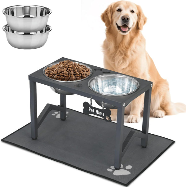 Elevated Dog Bowls, Metal Raised Dog Bowl Stand with 2 Thick 58Oz Stainless Steel Food Bowls & Non-Slip Mat - 11.8" Tall for Medium/Large Breeds12