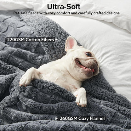 GASUR Waterproof Dog Blankets for Large Dogs, Dog Blanket for Couch Bed, Fleece Pet Blanket for Furniture Sofa Protector, Soft Pet Throw Blankets for Crate Car Outdoor, Washable, 50"X60",Grey4