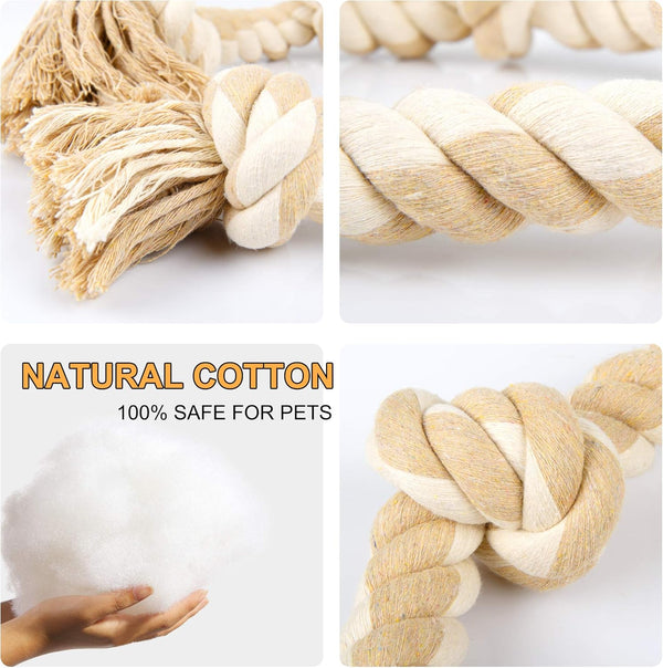 Fida Dog Rope Toys for Large/Medium Aggressive Chewers, Tough Cotton Chew Toy, 3 Feet 5 Knots Indestructible, Tug of War Dog Pull Rope Teeth Cleaning3