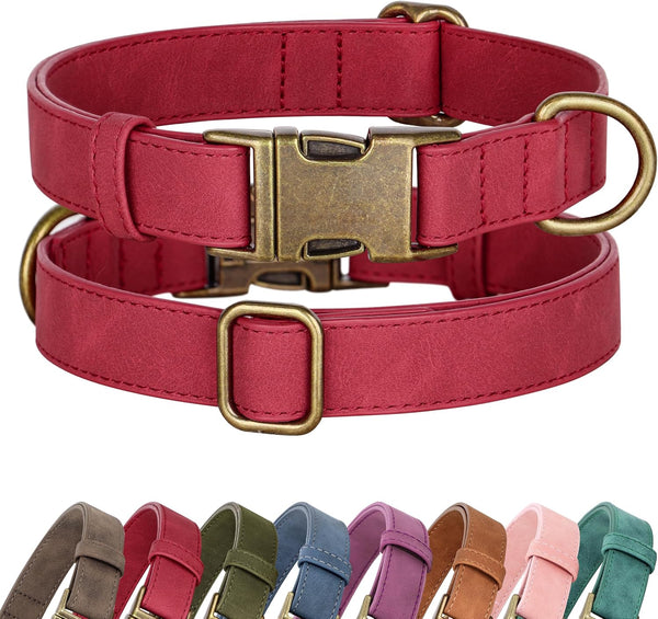 Didog Soft PU Leather Dog Collar for Small Dogs, Quick Release, Blue S | Comfort for Daily Walking Backyard, Stylish for Photography, Metal Buckle & D-Ring, Easy Wipe Clean, Adjustable Neck 10-15"11