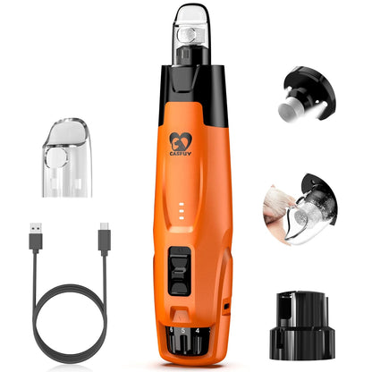 Casfuy New 6-Speed Dog Nail Grinder - 50% More Power Dog Nail Trimmers with 2 LED Lights Quiet 7H Running Time Electric Pet Nail Grinder File Toenail Grinder for Large Medium Small Dogs & Cats (DB)9
