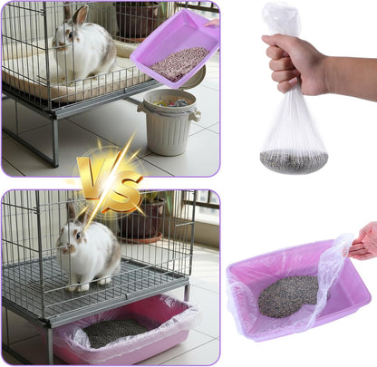 50 PCS Disposable Plastic Cage Liners, Small Animals Leak Proof Toilet Film Litter Pan Bags Film Litter Box Liner for Rabbits, Guinea Pigs, Chinchillas, Hedgehogs, Birds6