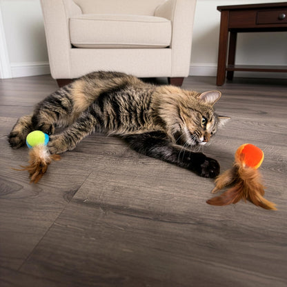 Smartykat Flutter Balls Catnip Plush and Feather Cat Toys, Erratic Motion for Batting & Pouncing Fun for Cats & Kittens, Set of 28