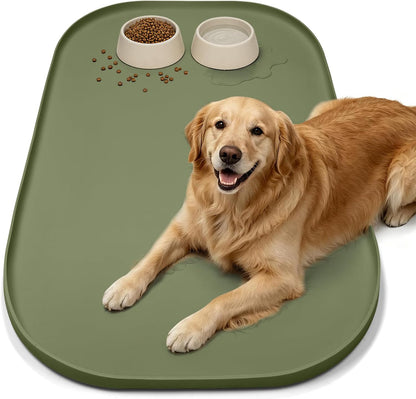 SMILOOL Waterproof Silicone Pet Food Mat with Raised Edge for Dog & Cat | 19" X 12" Non-Slip Pet Feeding Mats with Lip for Food & Water Bowl, Food Grade, Easy Cleaning, Dark Gray9