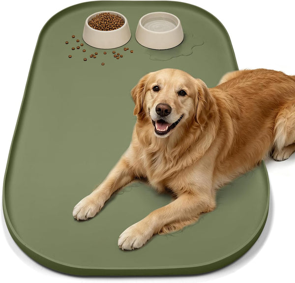 SMILOOL Waterproof Silicone Pet Food Mat with Raised Edge for Dog & Cat | 19" X 12" Non-Slip Pet Feeding Mats with Lip for Food & Water Bowl, Food Grade, Easy Cleaning, Dark Gray9