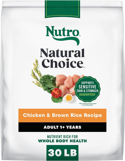 Nutro Natural Choice Adult Dry Dog Food, Chicken & Brown Rice Recipe, 30 Lb | Non-Gmo, Real Chicken #1 Ingredient, No Corn, Wheat, Soy or Chicken By-Product Meal, Supports Skin & Coat/Digestion/Immunity1