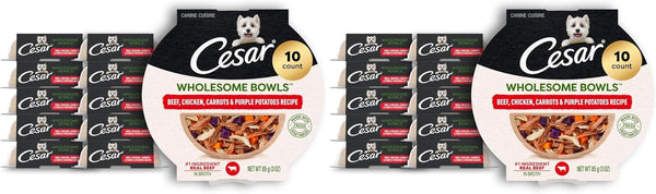 Cesar Wholesome Bowls Wet Dog Food, Chicken Recipe, 3 Oz, 10 Count | Real Chicken #1 Ingredient, Slow-Cooked, 7 Key Ingredients, No By-Products or Artificial Flavors, Easy to Digest16