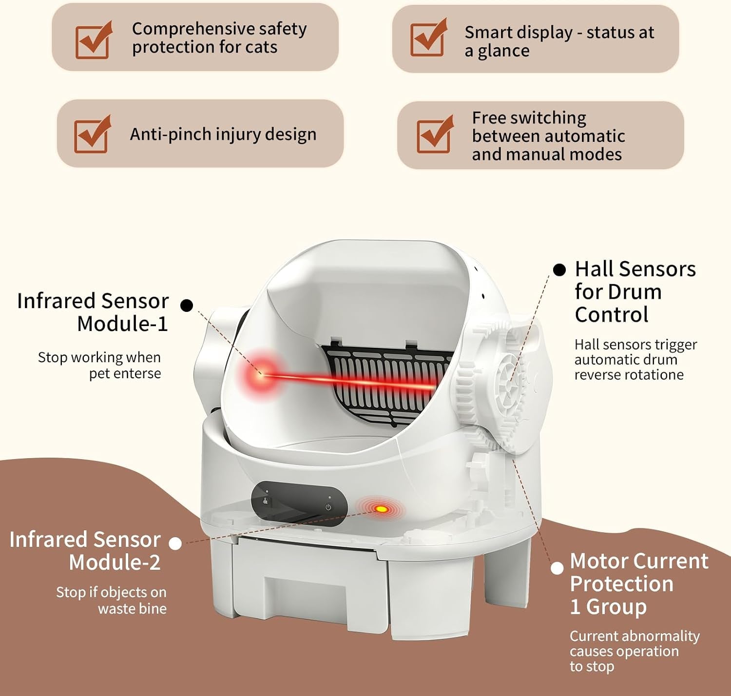 automatic-cat-litter-box-open-top-microwave-radar-training-safety-large-bin-whisper-quiet-motor-simple-setup-rinses-clean-instantly-ideal-for-multiple-cats-white