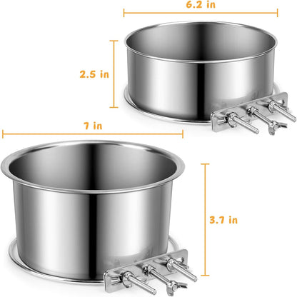 Stainless Steel Dog Bowls, Shineme 40Oz & 60Oz No Spill Dog Crate Water and Food Bowls with Hanging Hook for Kennel, Cage and More, 7.0 X 3.7” & 6.2 X 2.5” Feeder Dish for Large and Medium Dogs2