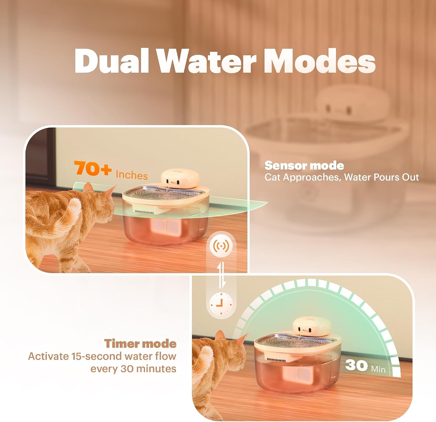 cat-water-fountain-pumpless-pet-fountain-for-cats-indoor-3l-102oz-automatic-cat-water-dispenser-stainless-steel-tray-battery-operated-cordless-with-motion-sensor