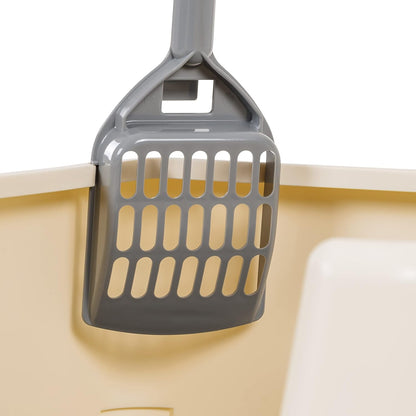 Amazon Basics Large Cat Litter Box with High Sides, Open Top for Easy Access, Includes Scoop with Storage, 19" X 15" X 11.75", Grey/Beige3