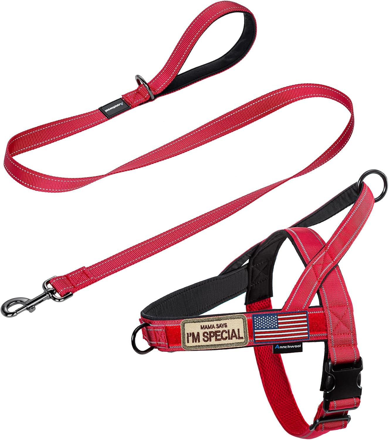 annchwool-no-pull-dog-harness-with-soft-padded-handle-reflective-strip-escape-proof-and-quick-fit-to-adjust-dog-harness-easy-for-training-walking-for-small-medium-and-large-dogsbrown-l