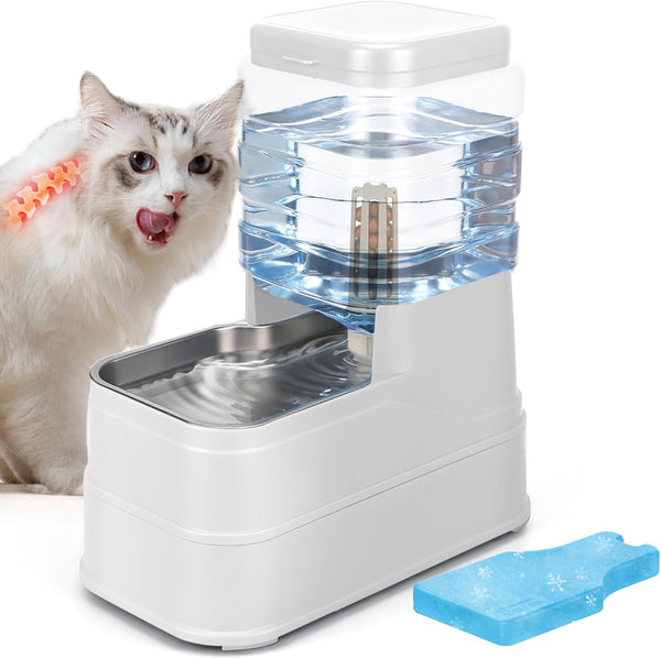 2.2 Gallon Pet Automatic Dog Water Dispenser Cat Gravity Waterer Feeder with Stainless Steel Bowl 8L Large Capacity Puppy Feeding Raised Bowls with Filter,Ice Pack10
