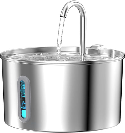 Cat Water Fountain Stainless Steel: 2.2 L Cat Fountain for Drinking - Automatic Pet Water Fountain for Cats inside - Metal Cat Dog Water Dispenser Bowl with Faucet Water Level Window Ultra Quiet Pump | Automatic Metal Pet Water Fountain for Cats Inside, Cat Dog Water Dispenser with Faucet Water Level Window, Ultra Quiet Pump1