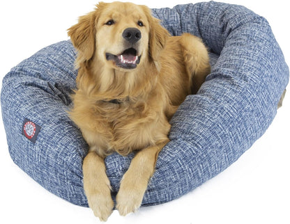 Majestic Pet 40 Inch Bagel Calming Dog Bed Washable – Cozy Soft round Dog Bed with Spine Support for Dogs to Rest Their Head - Fluffy Donut Dog Bed 40X29X9 (Inch) - round Pet Bed Large – Blue22