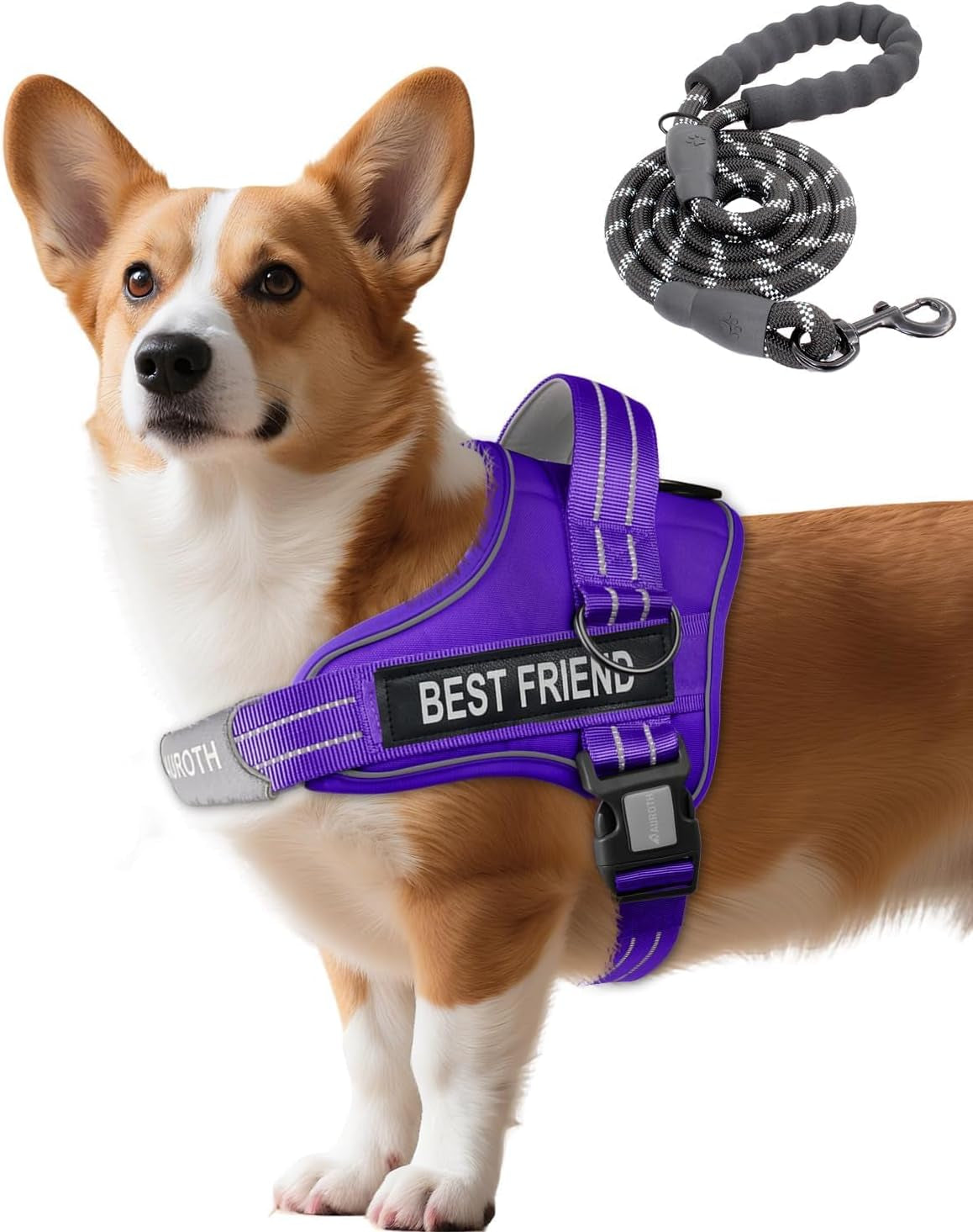 auroth-dog-harness-and-leash-set-soft-padded-service-dog-vest-with-5-25ft-dog-leash-no-choke-easy-on-pet-vest-adjustable-reflective-no-pull-pet-vest-medium-sized-dog-easy-walking-and-training