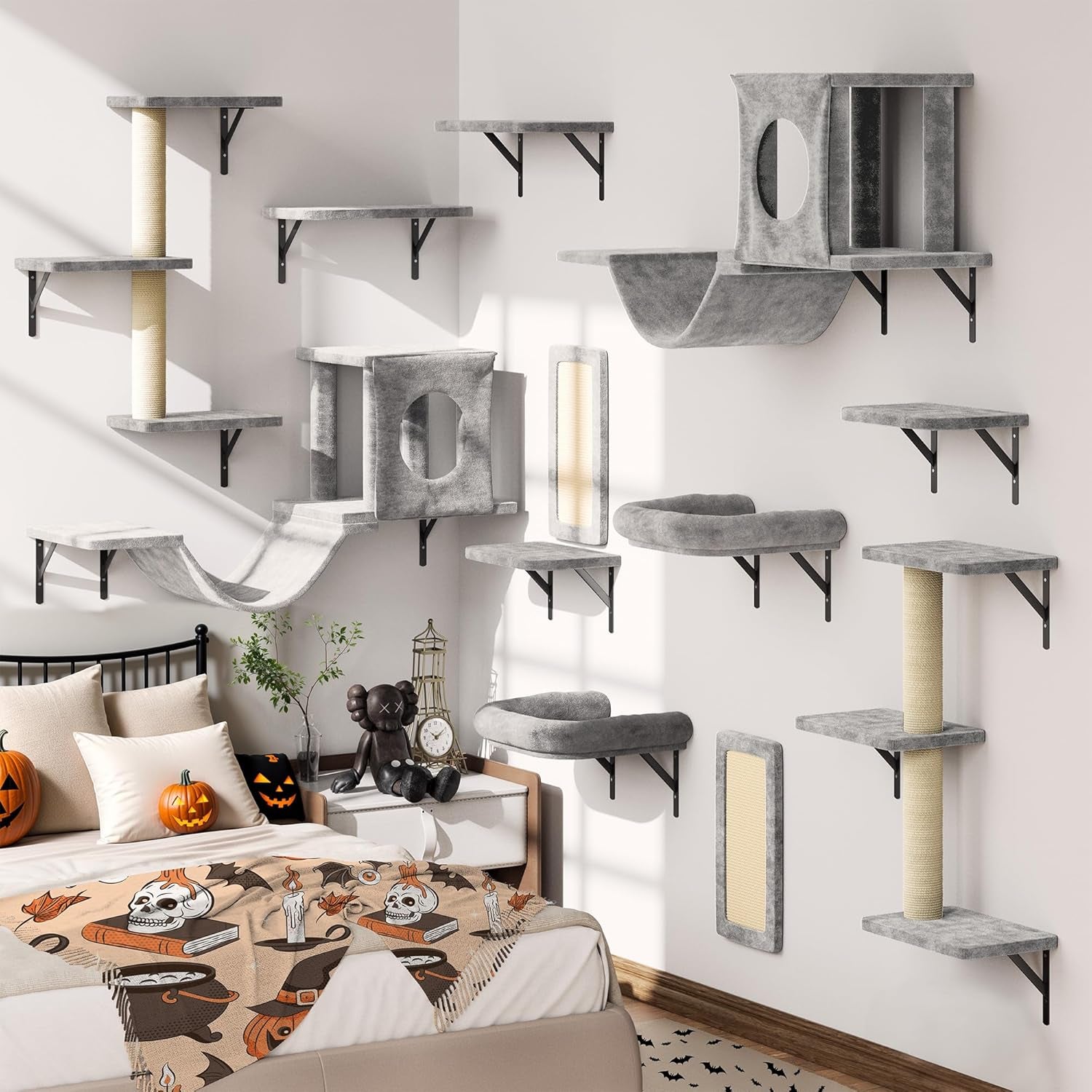 nunu-lab-wall-mounted-cat-furniture-set-6-pcs-climber-set-with-house-bridge-steps-scratcher-board-diy-walls-playground-indoor-cat-shelves-gray