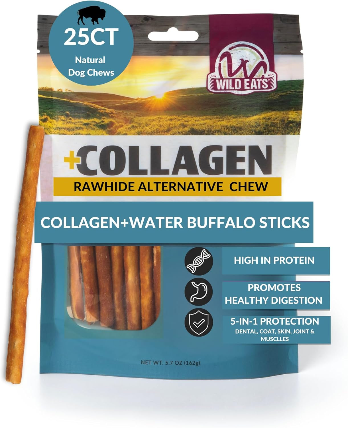 wild-eats-real-duck-collagen-bully-sticks-for-dogs-25-pack-rawhide-free-no-hide-chew-treat-made-without-grain-5-inch-size-high-protein-satisfies-natural-gnawing-urges-suits-all-breeds