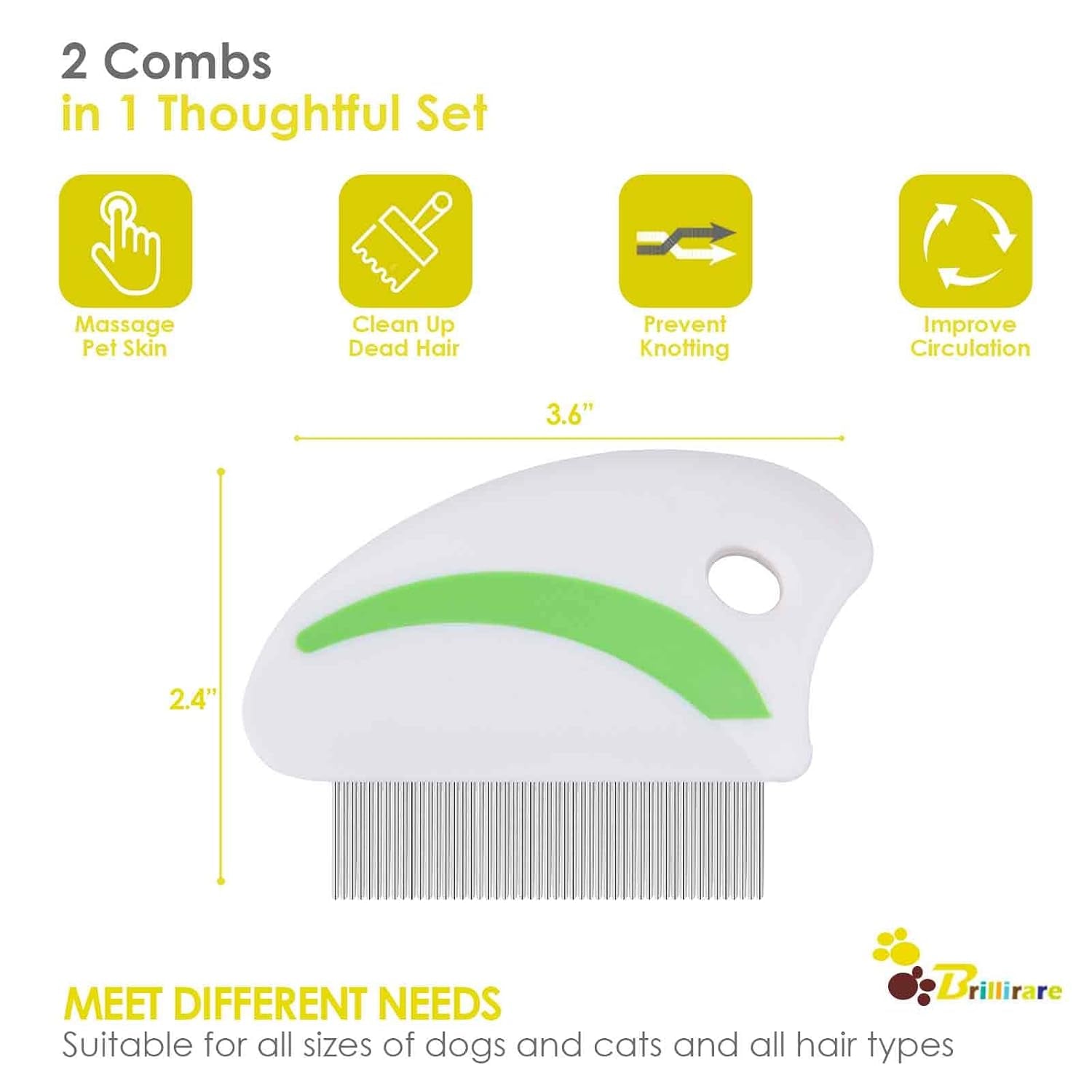2-pack-flea-lice-comb-stainless-steel-dog-cat-grooming-combs-with-rounded-teeth-professional-pet-tear-stain-remover-dematting-tool-for-small-medium-large-pets