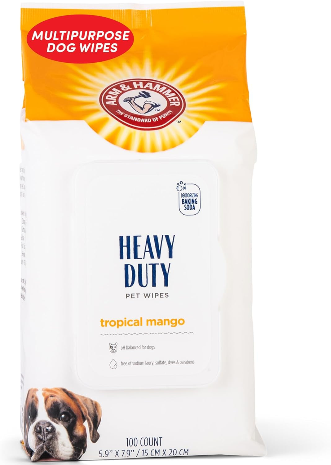 arm-and-hammer-for-pets-heavy-duty-multipurpose-dog-bath-wipes-mango-scent-all-purpose-wipes-remove-odor-and-refresh-your-dog-s-skin-between-baths-100-count-2-pack